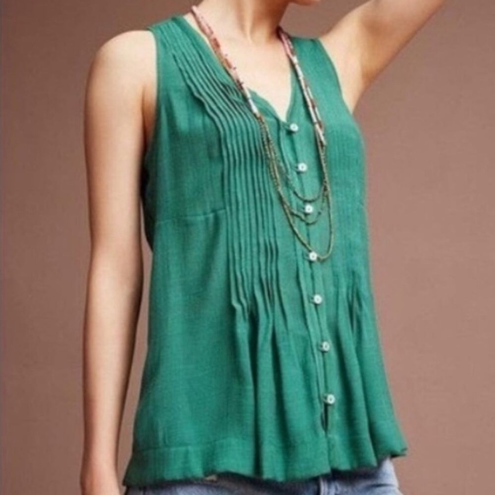 Maeve Emerald Green Sleeveless Blouse Size M